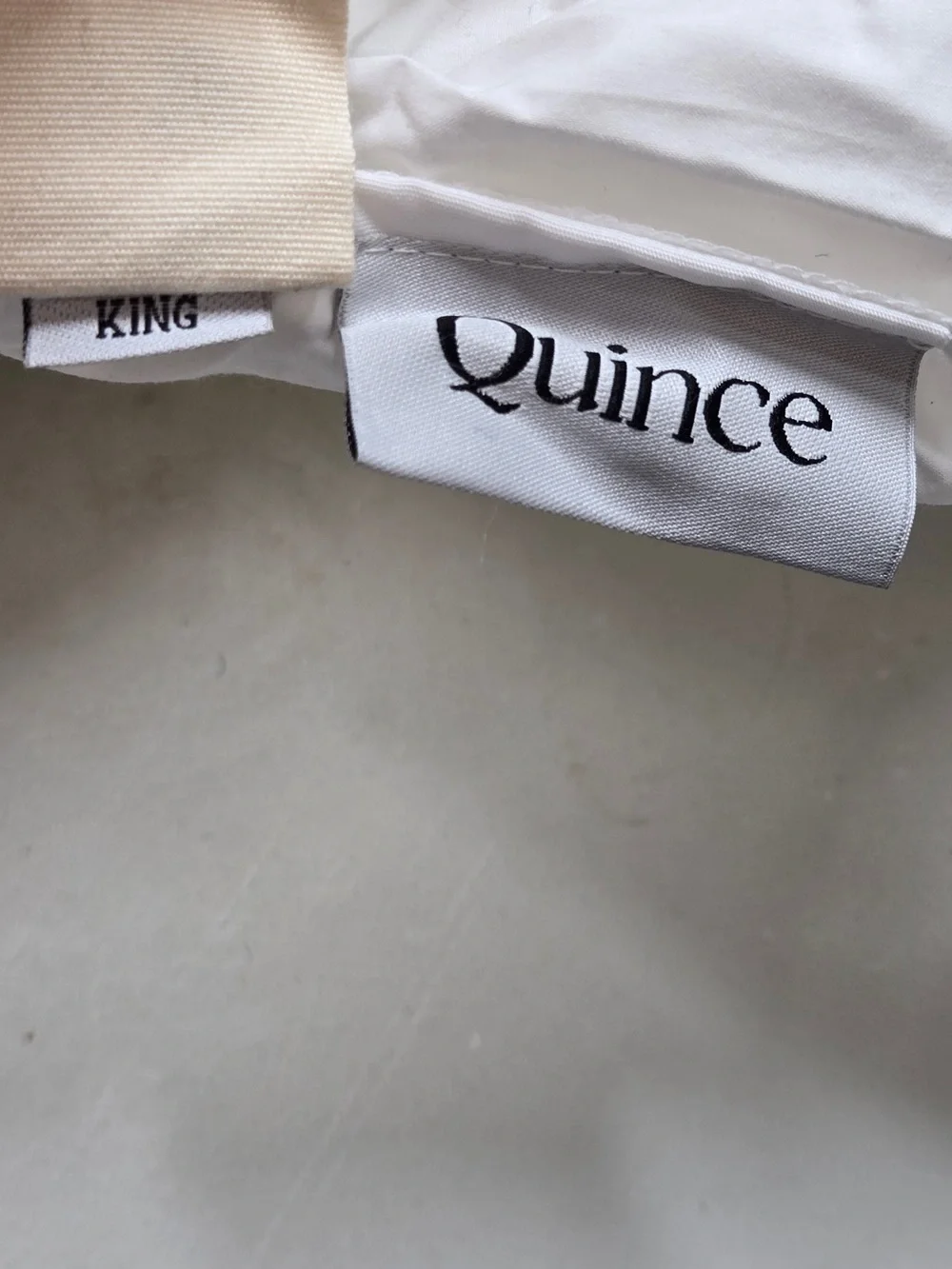 QUINCE Organic Percale Embroidered Border Duvet Cover King/C King Wht/Navy 8917